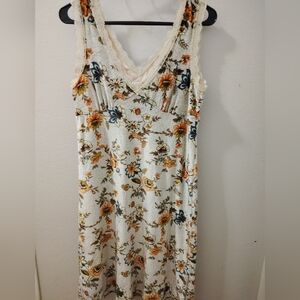 🦋Free People Cream Lace Floral Mini Dress